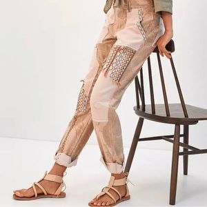 Anthropologie Pilcro Camp Wanderer Patchwork Embroidered Floral Pants